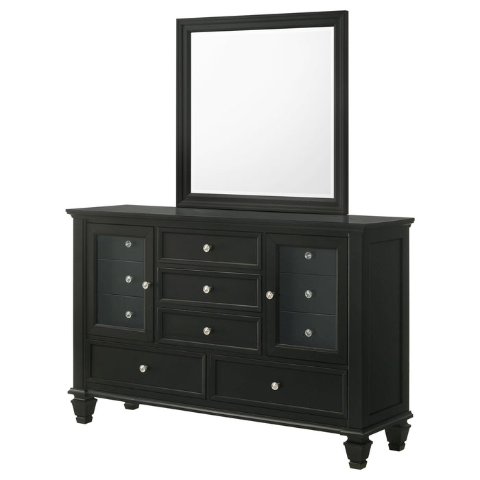 Sandy Beach 11 - drawer Dresser with Mirror Black - Walo Furniture