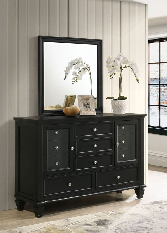 Sandy Beach 11 - drawer Dresser with Mirror Black - Walo Furniture