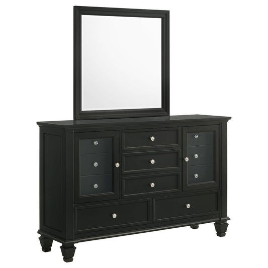 Sandy Beach 11 - drawer Dresser with Mirror Black - Walo Furniture