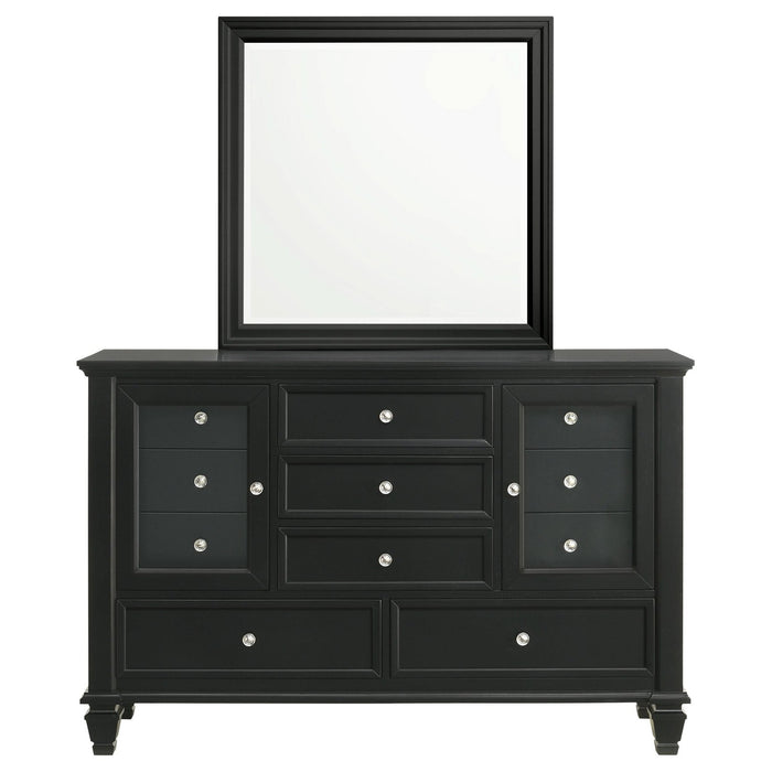 Sandy Beach 11 - drawer Dresser with Mirror Black - Walo Furniture