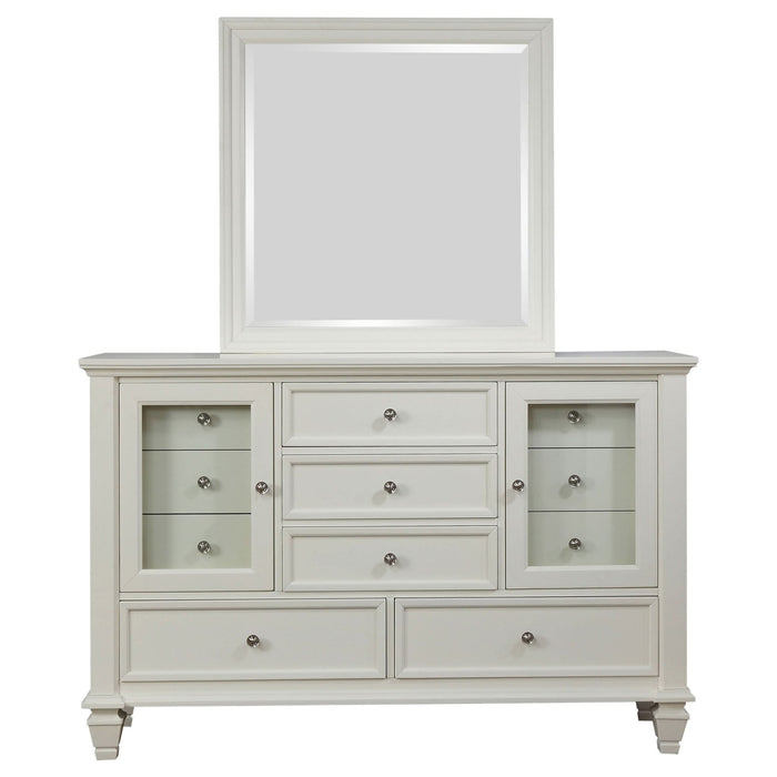 Sandy Beach 11 - drawer Dresser with Mirror Cream White - Walo Furniture