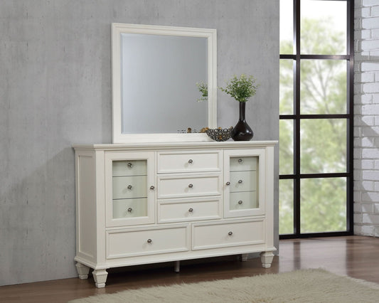 Sandy Beach 11 - drawer Dresser with Mirror Cream White - Walo Furniture