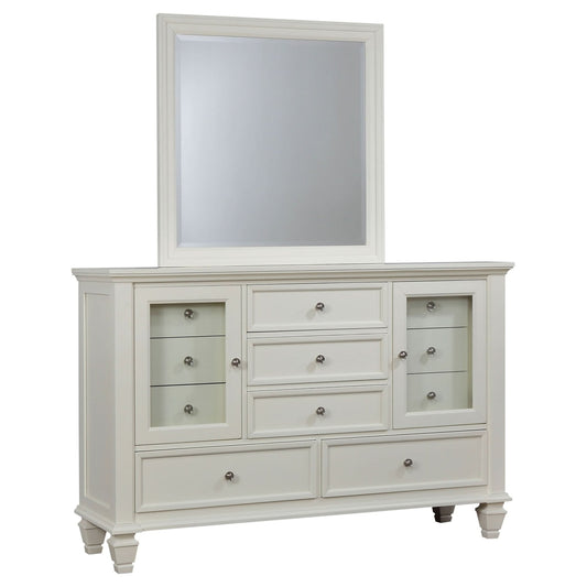 Sandy Beach 11 - drawer Dresser with Mirror Cream White - Walo Furniture