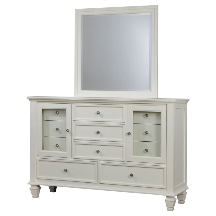 Sandy Beach 11 - drawer Dresser with Mirror Cream White - Walo Furniture