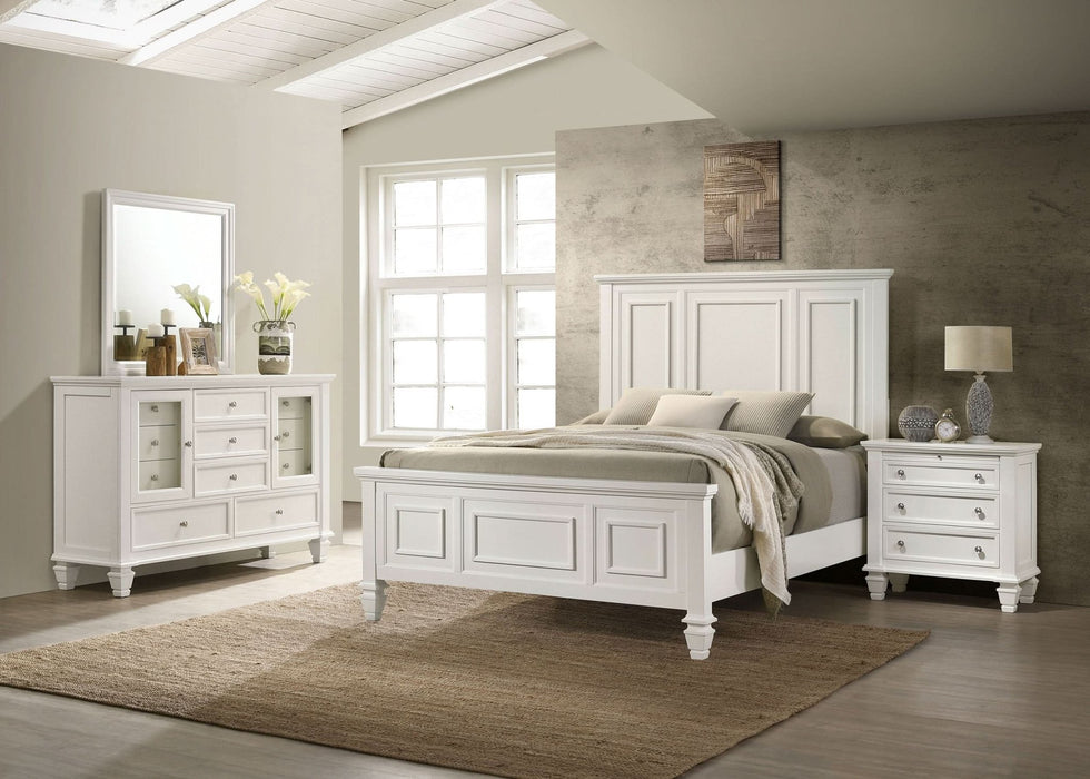 Sandy Beach 4 - piece Eastern King Bedroom Set Cream White - Walo Furniture