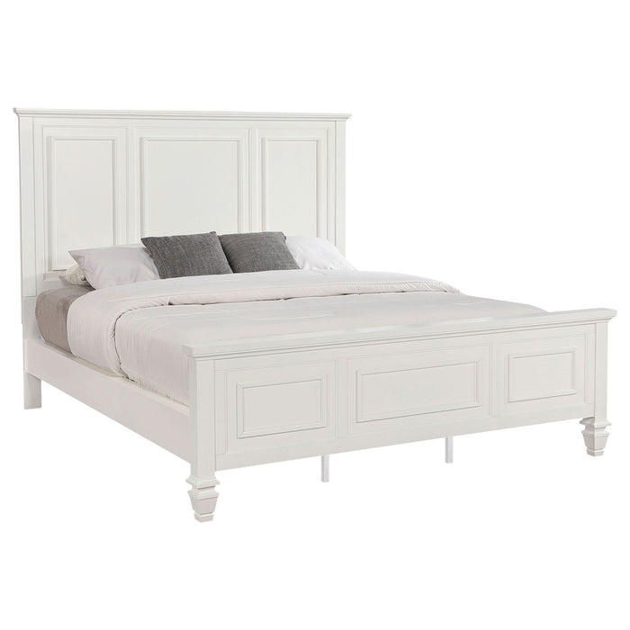 Sandy Beach 63 - inch California King Panel Bed Cream White - Walo Furniture