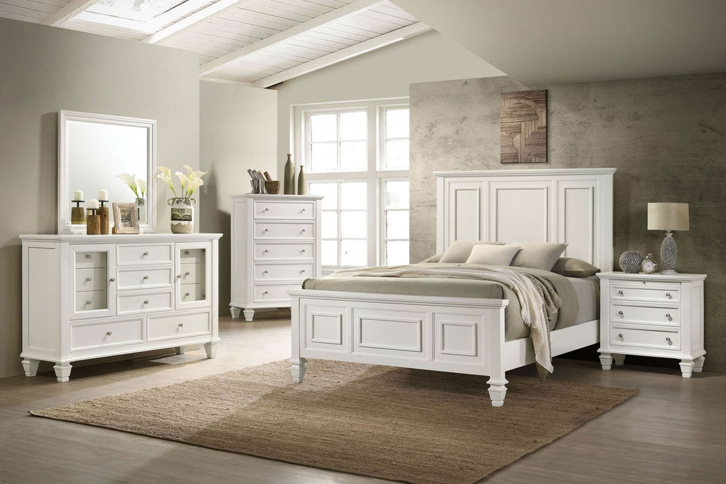 Sandy Beach 63 - inch California King Panel Bed Cream White - Walo Furniture