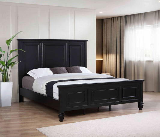 Sandy Beach 63 - inch California King Wood Panel Bed Black - Walo Furniture