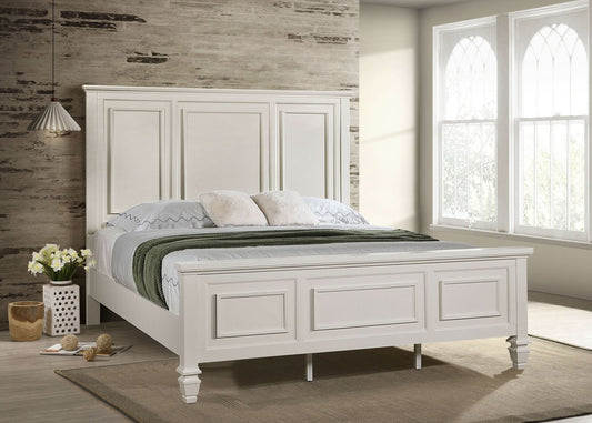 Sandy Beach 63 - inch Eastern King Wood Panel Bed Cream White - Walo Furniture