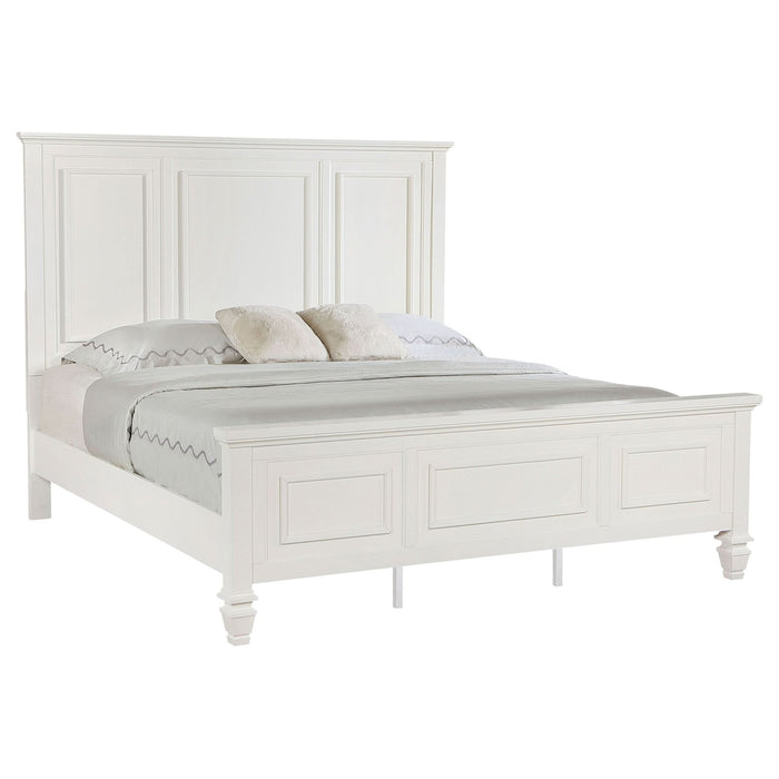 Sandy Beach 63 - inch Eastern King Wood Panel Bed Cream White - Walo Furniture