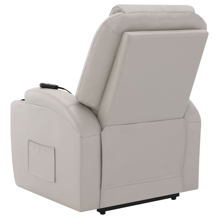 Sanger Upholstered Power Lift Massage Recliner Champagne - Walo Furniture