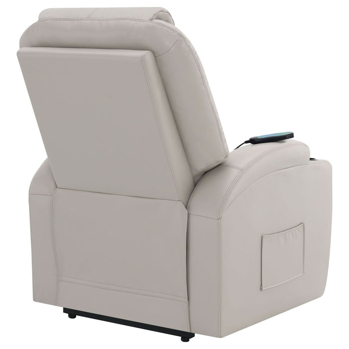 Sanger Upholstered Power Lift Massage Recliner Champagne - Walo Furniture