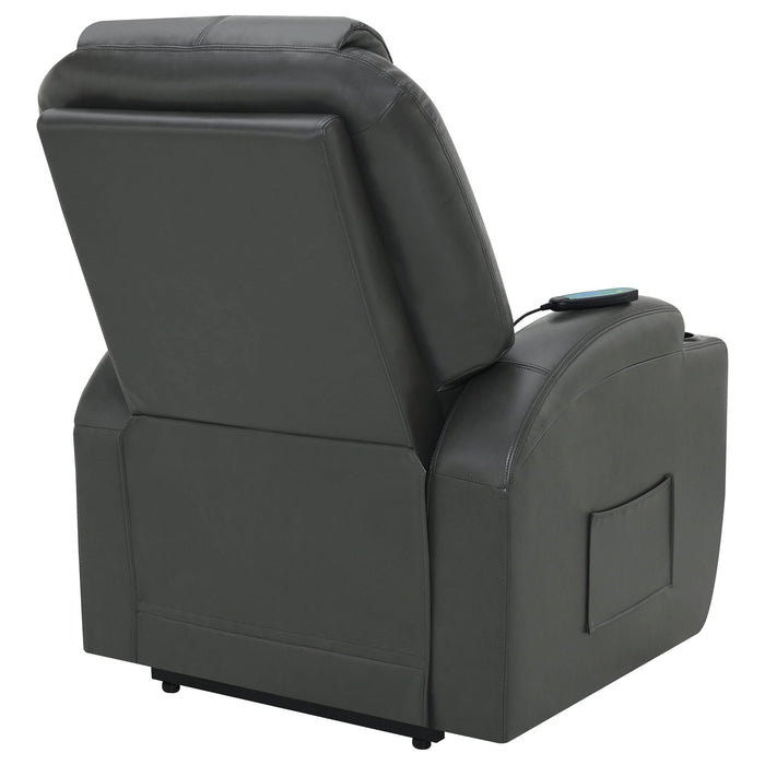 Sanger Upholstered Power Lift Massage Recliner Charcoal Grey - Walo Furniture