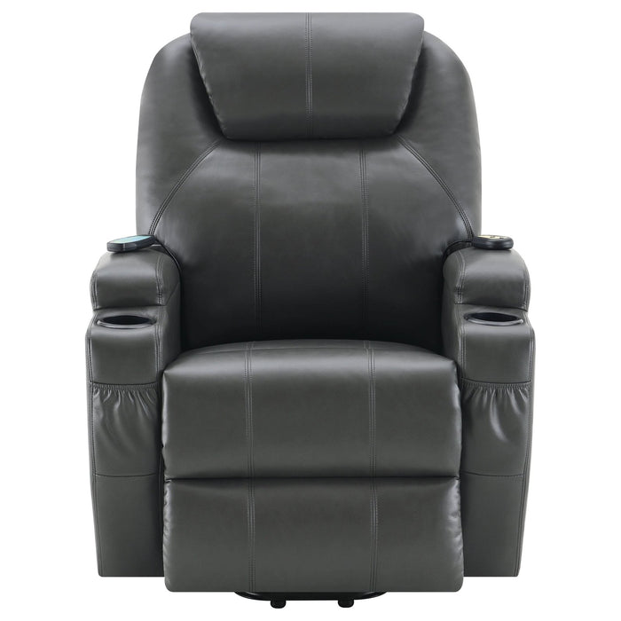 Sanger Upholstered Power Lift Massage Recliner Charcoal Grey - Walo Furniture