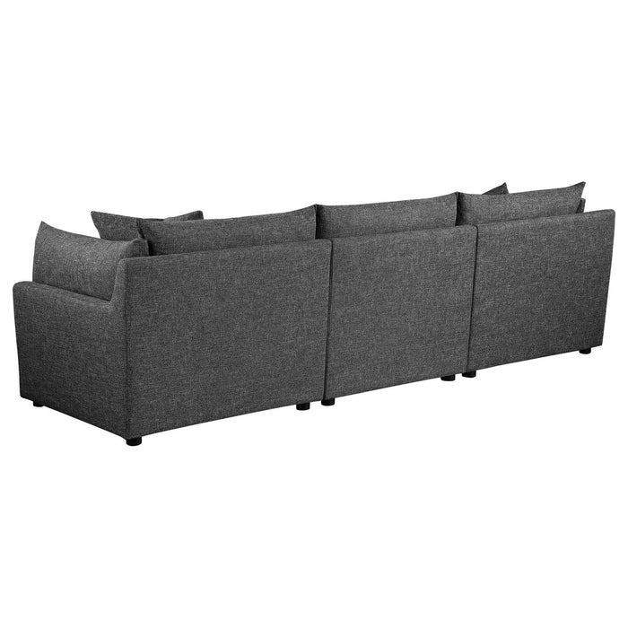 Sasha 3 - Piece Upholstered Sofa Barely Black - Walo Furniture