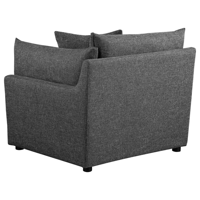 Sasha 3 - Piece Upholstered Sofa Barely Black - Walo Furniture