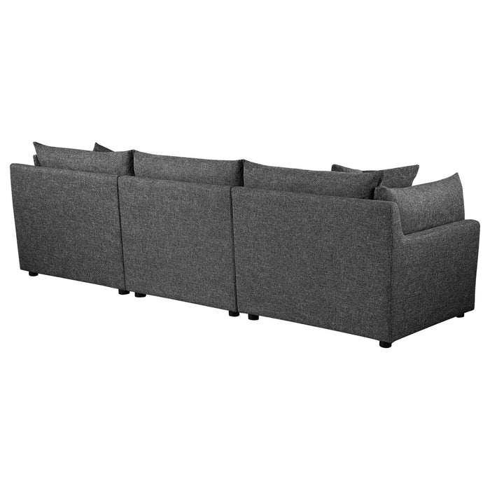 Sasha 3 - Piece Upholstered Sofa Barely Black - Walo Furniture