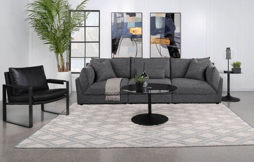 Sasha 3 - Piece Upholstered Sofa Barely Black - Walo Furniture