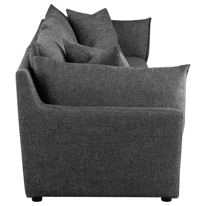 Sasha 3 - Piece Upholstered Sofa Barely Black - Walo Furniture