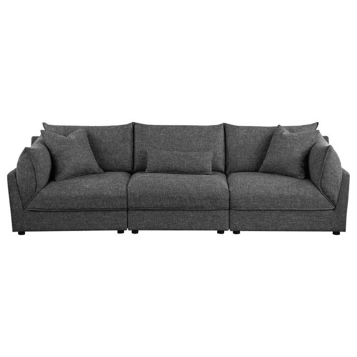 Sasha 3 - Piece Upholstered Sofa Barely Black - Walo Furniture