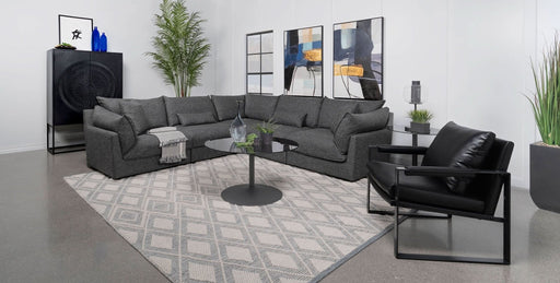 Sasha 5 - piece Upholstered Modular Sectional Barely Black - Walo Furniture