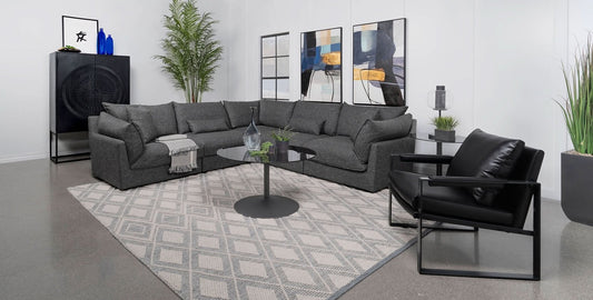 Sasha 5 - piece Upholstered Modular Sectional Barely Black - Walo Furniture