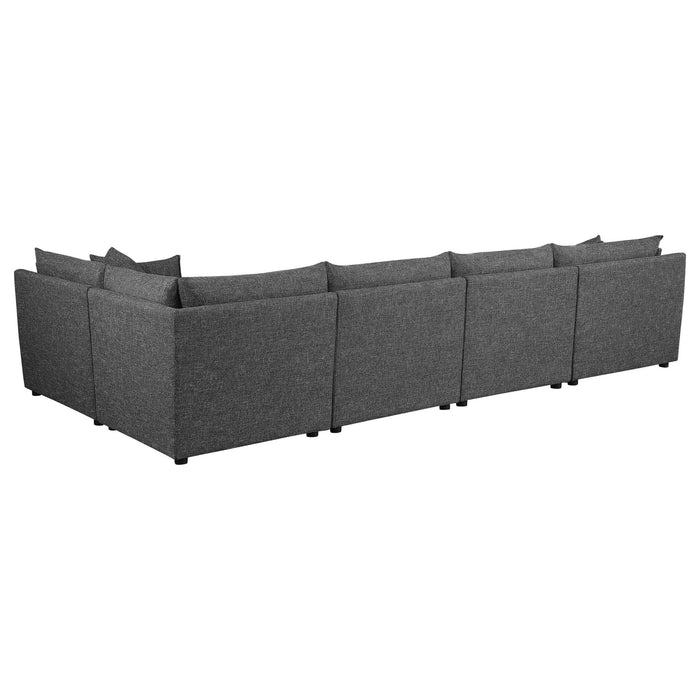 Sasha 5 - piece Upholstered Modular Sectional Barely Black - Walo Furniture