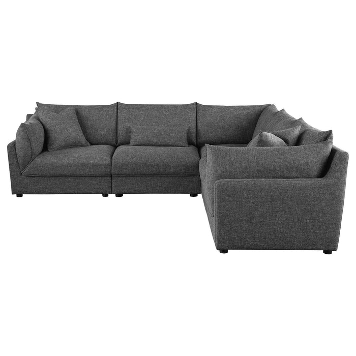 Sasha 5 - piece Upholstered Modular Sectional Barely Black - Walo Furniture