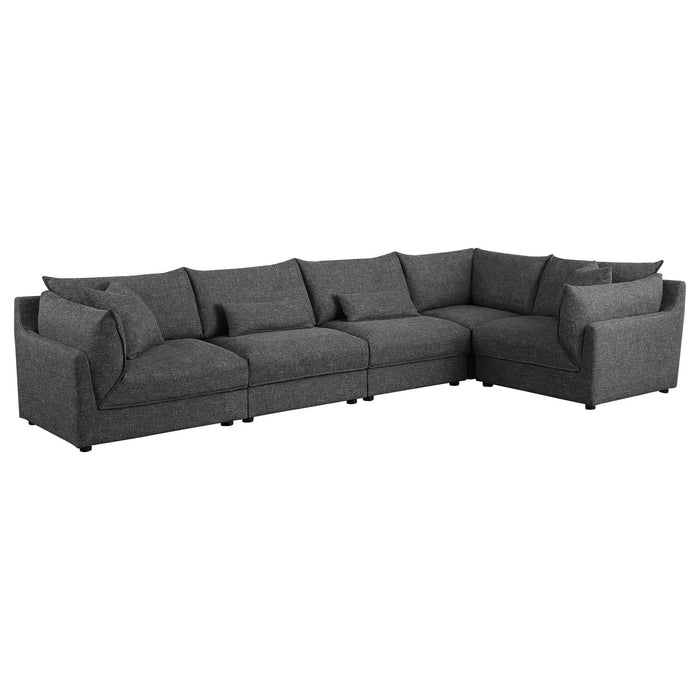 Sasha 5 - piece Upholstered Modular Sectional Barely Black - Walo Furniture