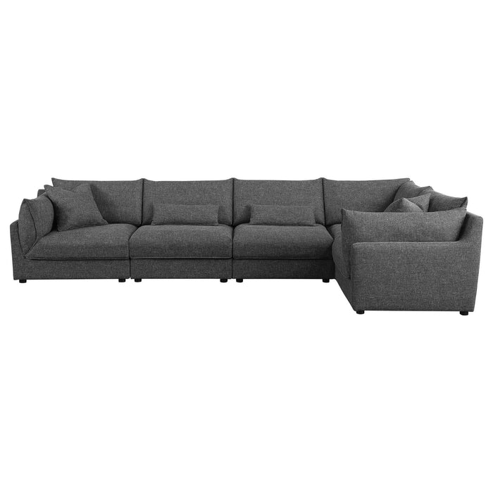 Sasha 5 - piece Upholstered Modular Sectional Barely Black - Walo Furniture