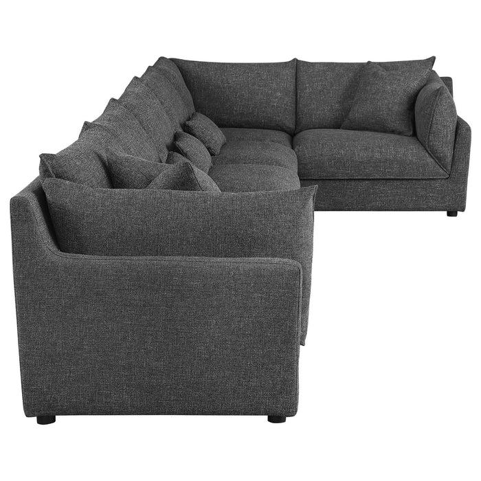 Sasha 6 - Piece Upholstered Modular Sectional Barely Black - Walo Furniture