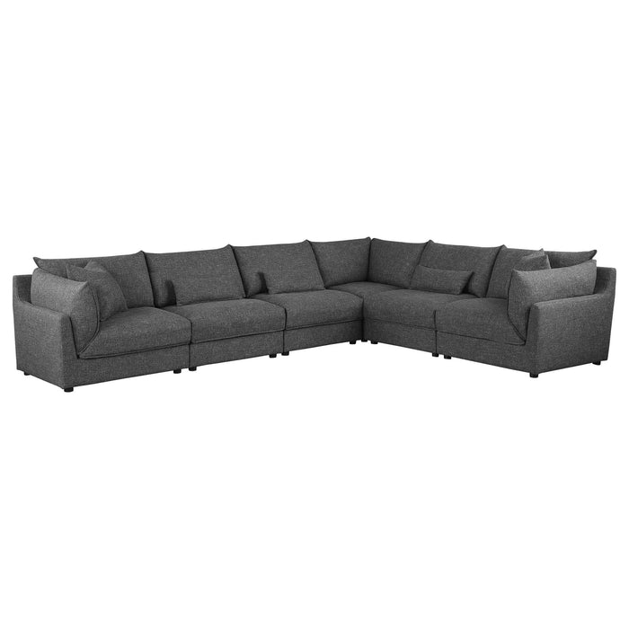 Sasha 6 - Piece Upholstered Modular Sectional Barely Black - Walo Furniture