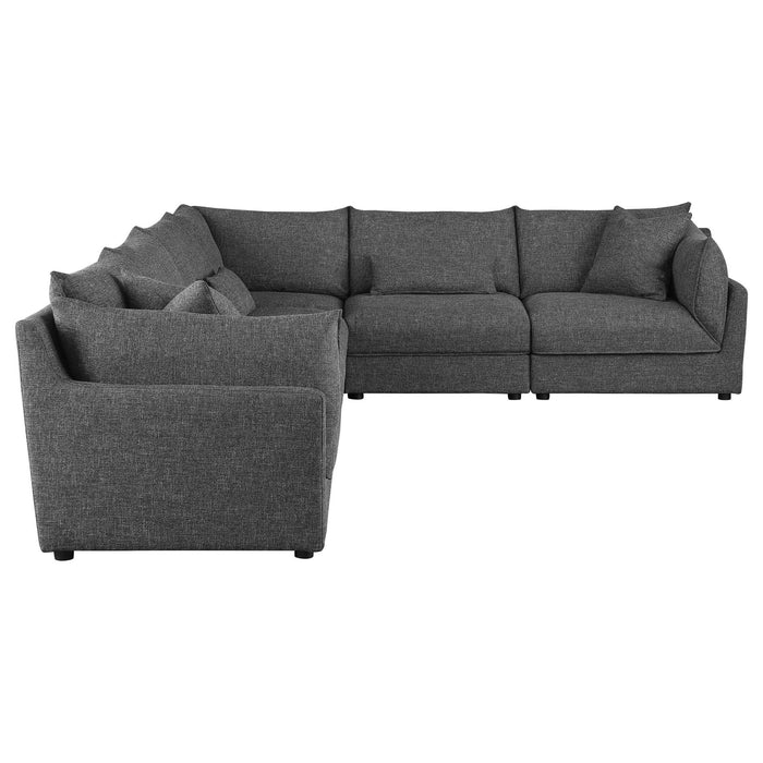 Sasha 6 - Piece Upholstered Modular Sectional Barely Black - Walo Furniture