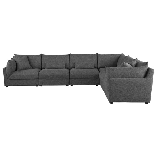 Sasha 6 - Piece Upholstered Modular Sectional Barely Black - Walo Furniture