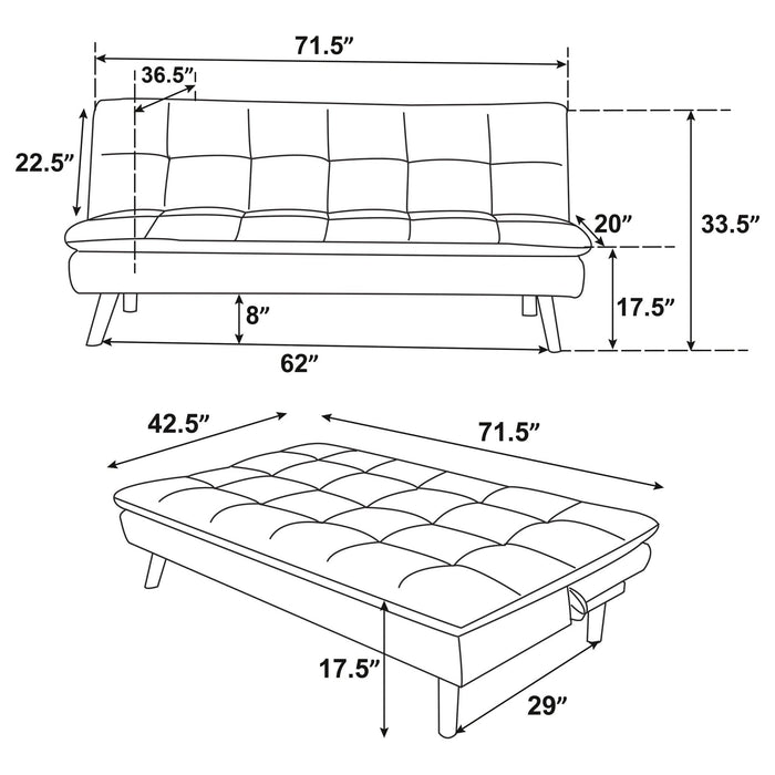 Scout Upholstered Tufted Convertible Sofa Bed Grey - Walo Furniture