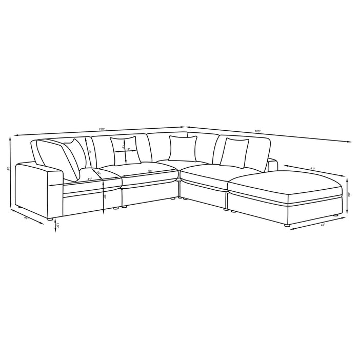 Serene 5 - piece Upholstered Modular Sectional Sofa Beige - Walo Furniture