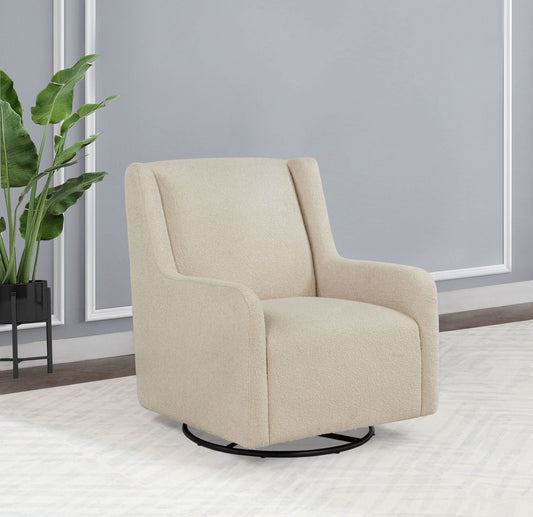 Serra Boucle Upholstered Swivel Glider Recliner Sandy Beige - Walo Furniture