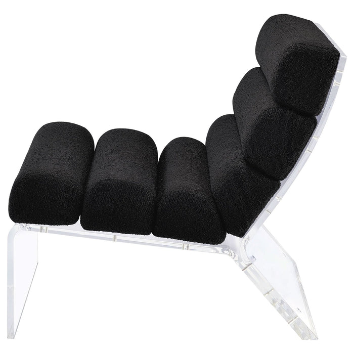 Serreta Boucle Upholstered Armless Acrylic Chair Black - Walo Furniture