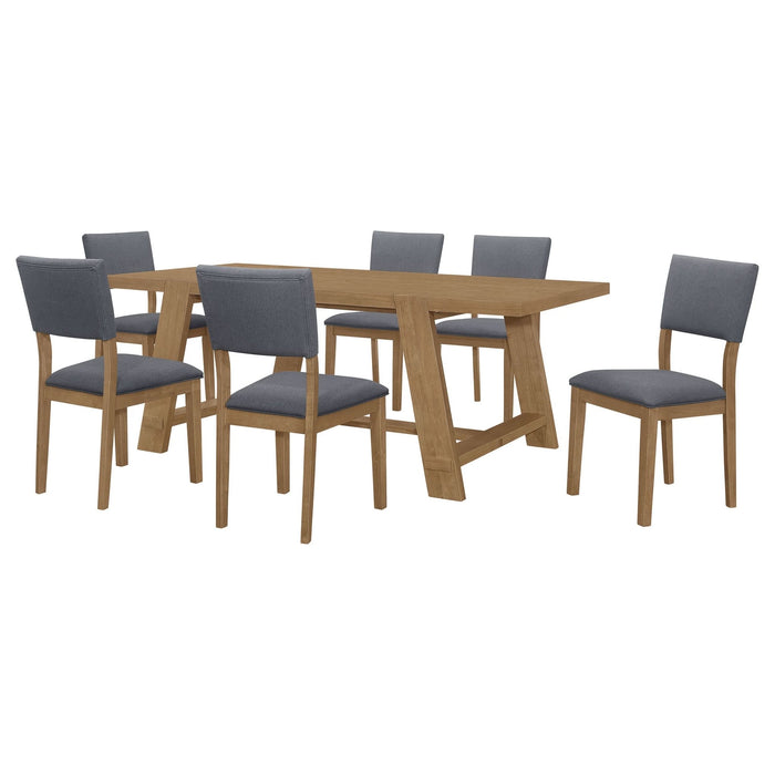 Sharon 7 - piece Rectangular Dining Table Set Brown - Walo Furniture