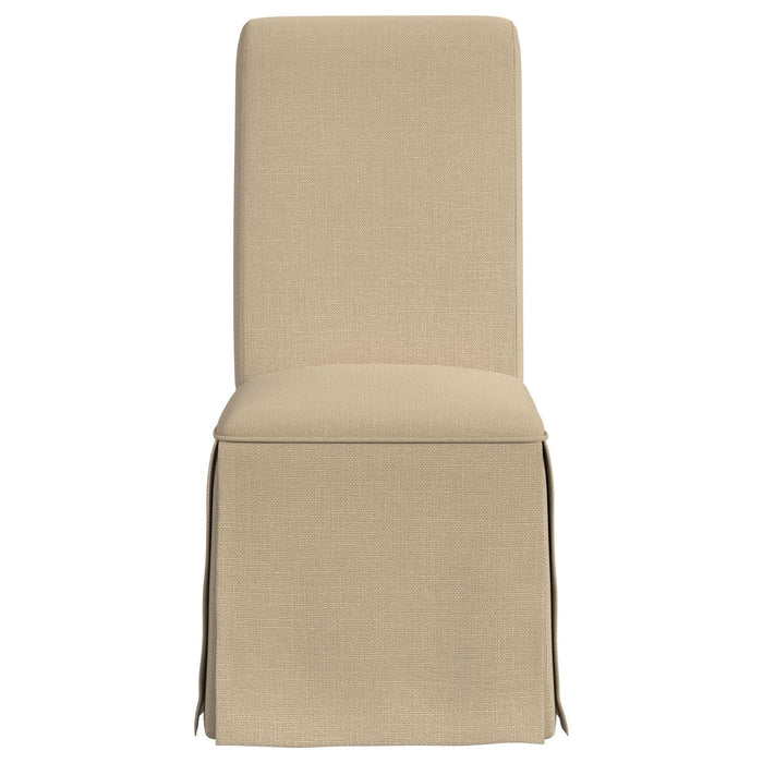 Shawna Upholstered Skirted Side Chair Light Khaki (Set of 2) - Walo Furniture