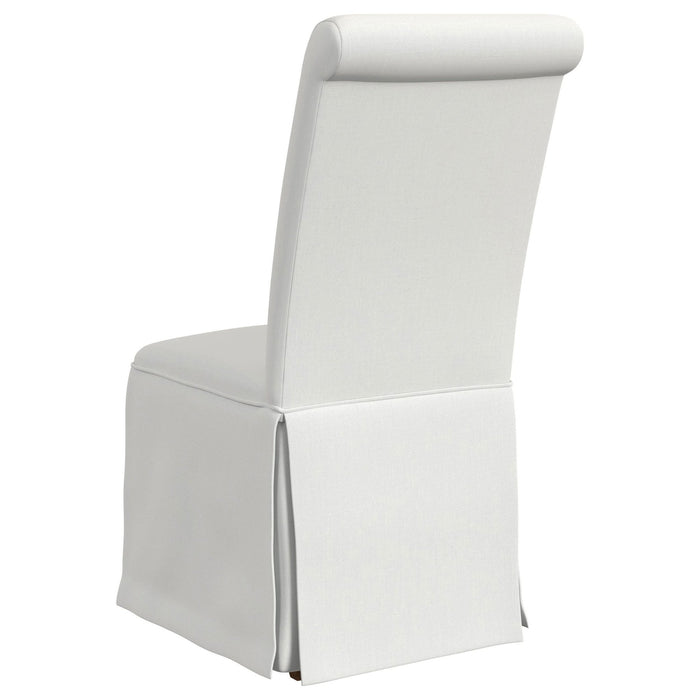 Shawna Upholstered Skirted Side Chair White (Set of 2) - Walo Furniture