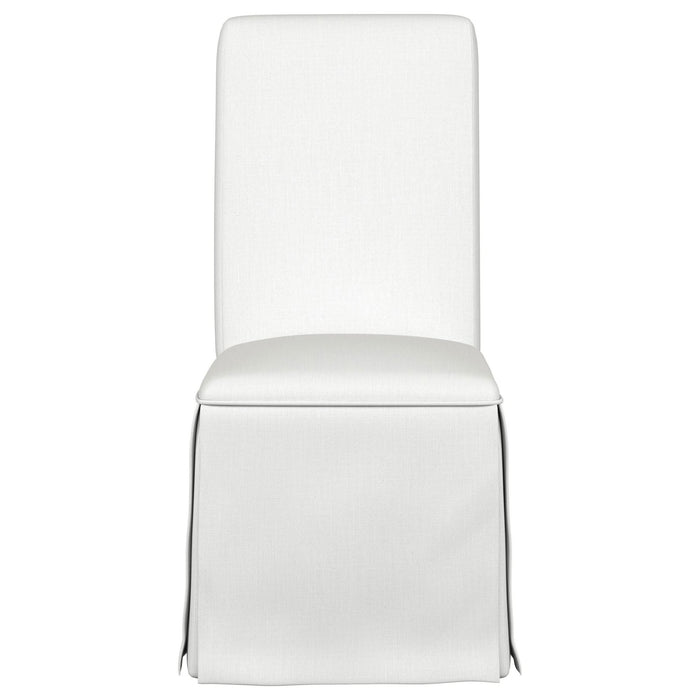 Shawna Upholstered Skirted Side Chair White (Set of 2) - Walo Furniture