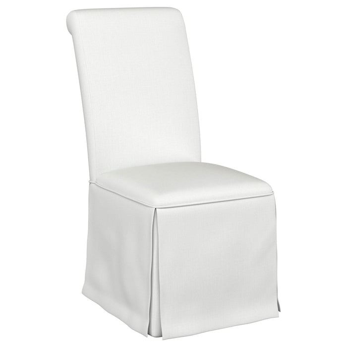 Shawna Upholstered Skirted Side Chair White (Set of 2) - Walo Furniture