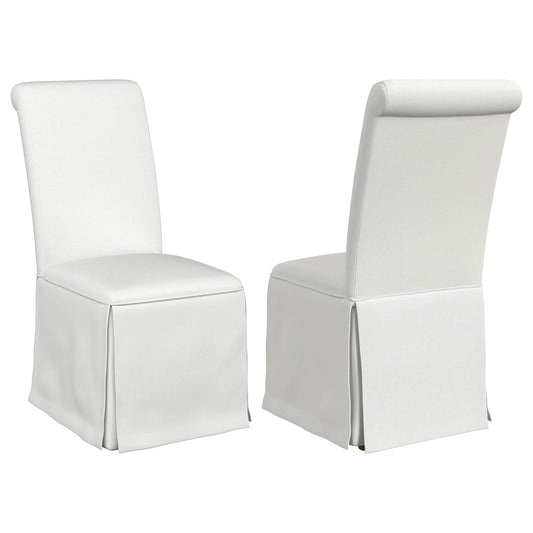 Shawna Upholstered Skirted Side Chair White (Set of 2) - Walo Furniture