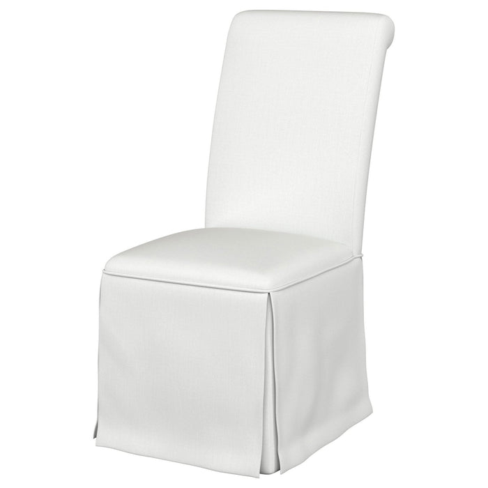 Shawna Upholstered Skirted Side Chair White (Set of 2) - Walo Furniture