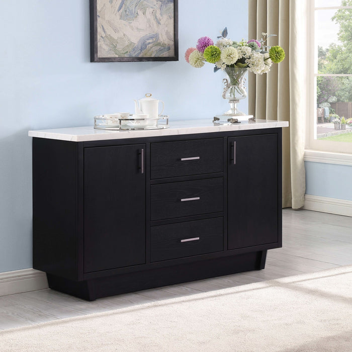 Sherry 3 - drawer Marble Top Sideboard Buffet Rustic Espresso - Walo Furniture