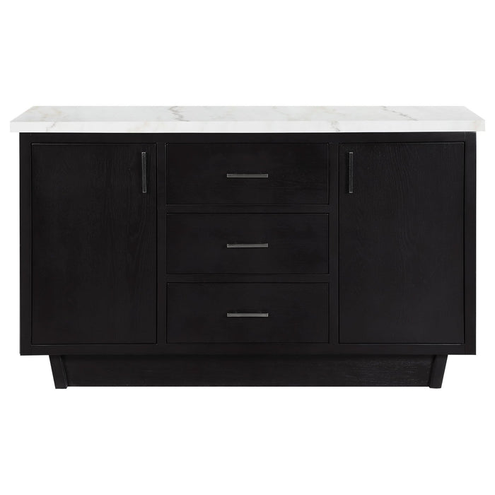 Sherry 3 - drawer Marble Top Sideboard Buffet Rustic Espresso - Walo Furniture