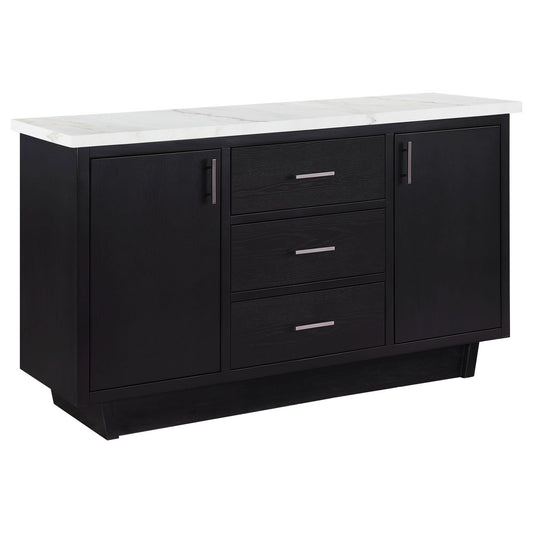 Sherry 3 - drawer Marble Top Sideboard Buffet Rustic Espresso - Walo Furniture