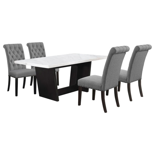 Sherry 5 - piece Rectangular Marble Top Dining Table Set Grey - Walo Furniture