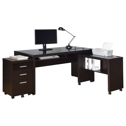 Skeena 3 - piece Home Office Computer Desk Set Cappuccino - Walo Furniture